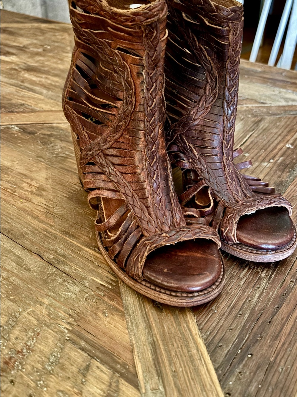 Authentic Freebird Bela Leather Braided Boots Size 8